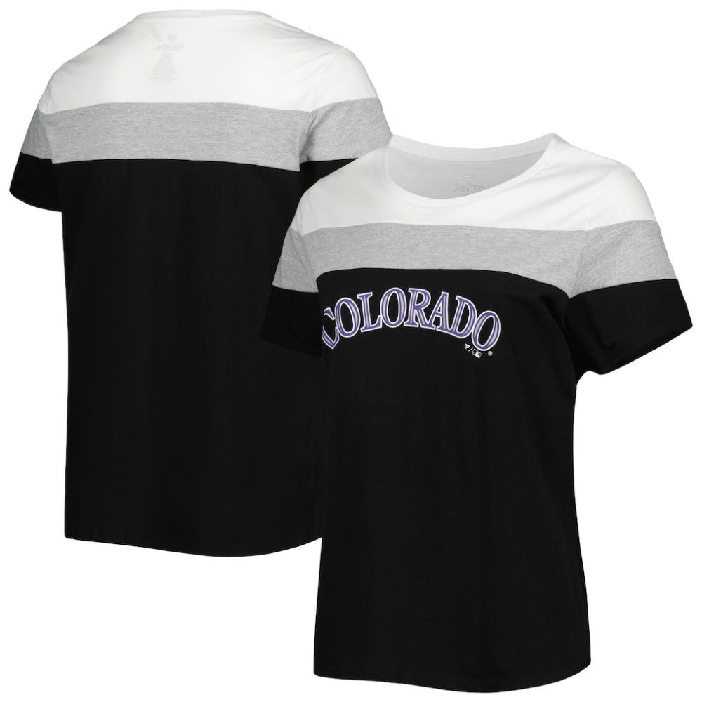 Colorado Rockies Women's Plus Size Colorblock T-Shirt - White/Black