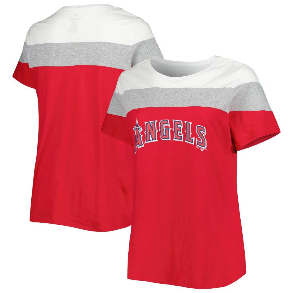 Los Angeles Angels Women's Plus Size Colorblock T-Shirt - White/Red