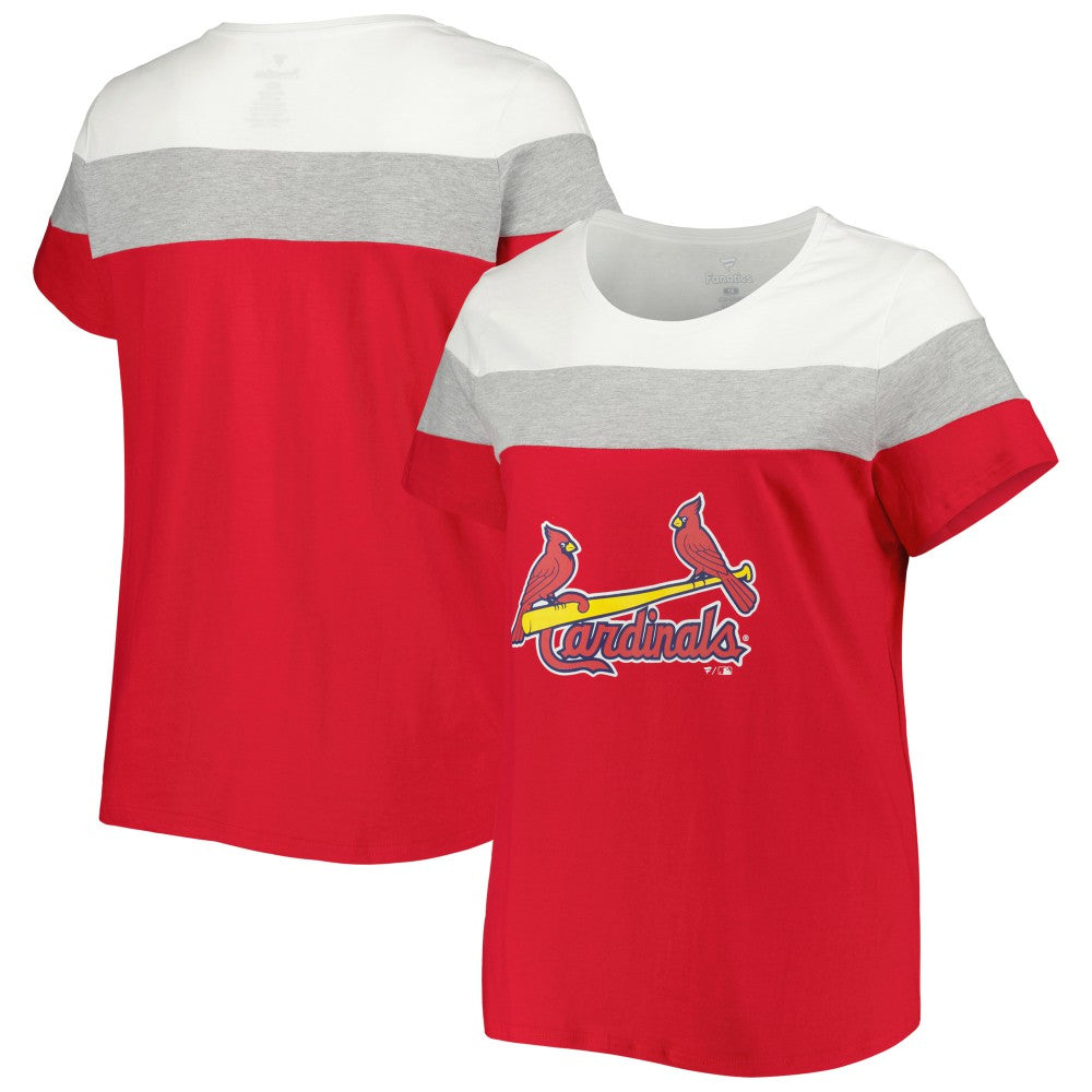 St. Louis Cardinals Women's Plus Size Colorblock T-Shirt - Red/Heather Gray