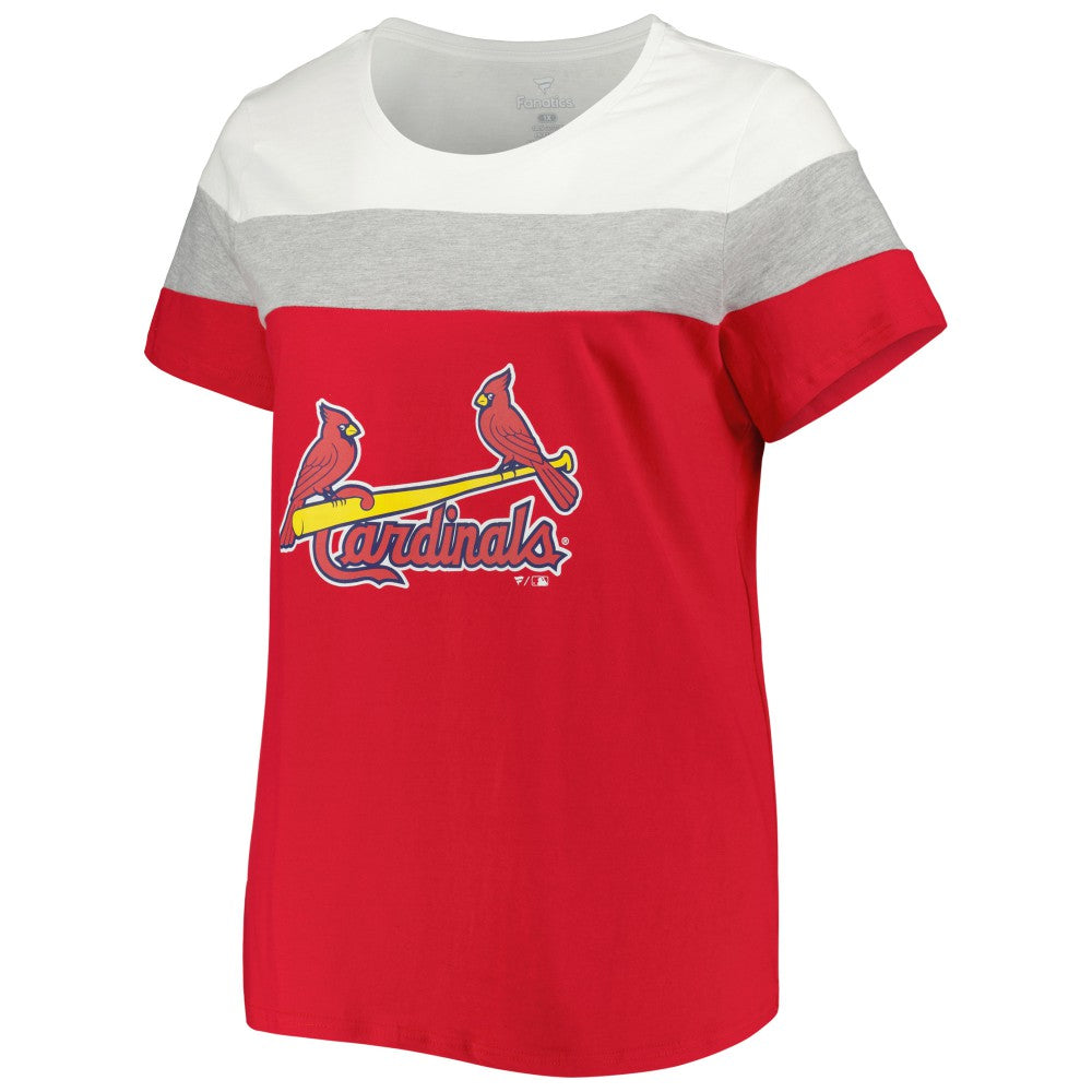 St. Louis Cardinals Women's Plus Size Colorblock T-Shirt - Red/Heather Gray