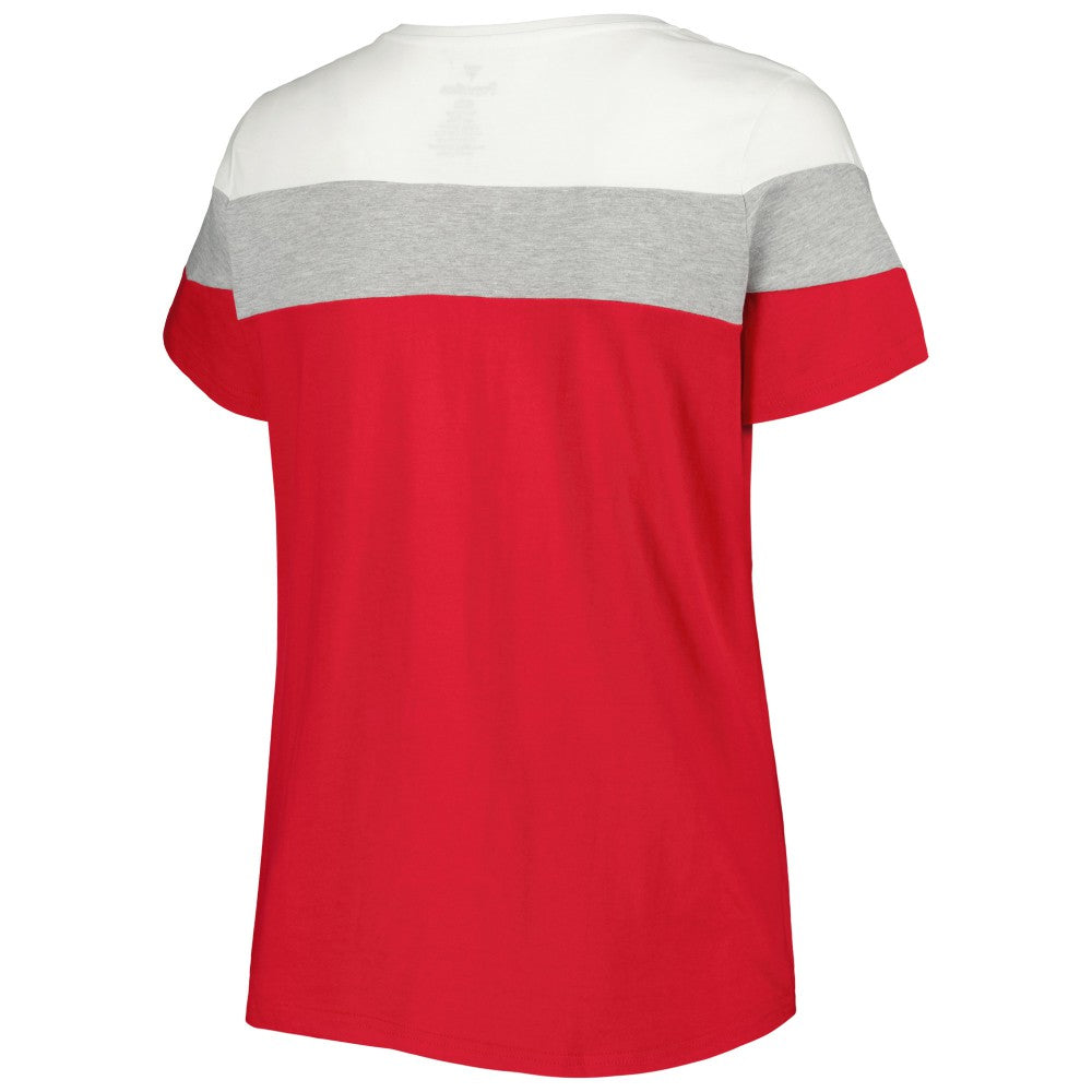 St. Louis Cardinals Women's Plus Size Colorblock T-Shirt - Red/Heather Gray