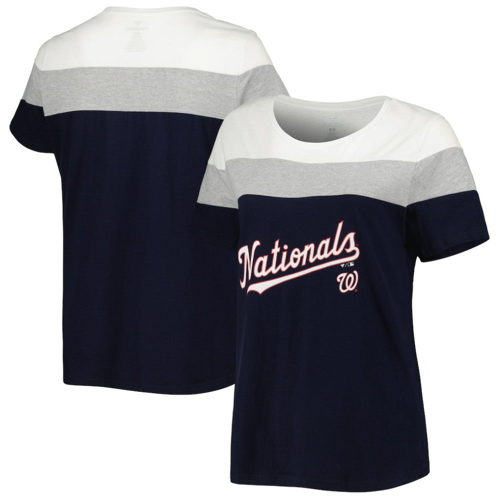 Washington Nationals Women's Plus Size Colorblock T-Shirt - Navy/Heather Gray
