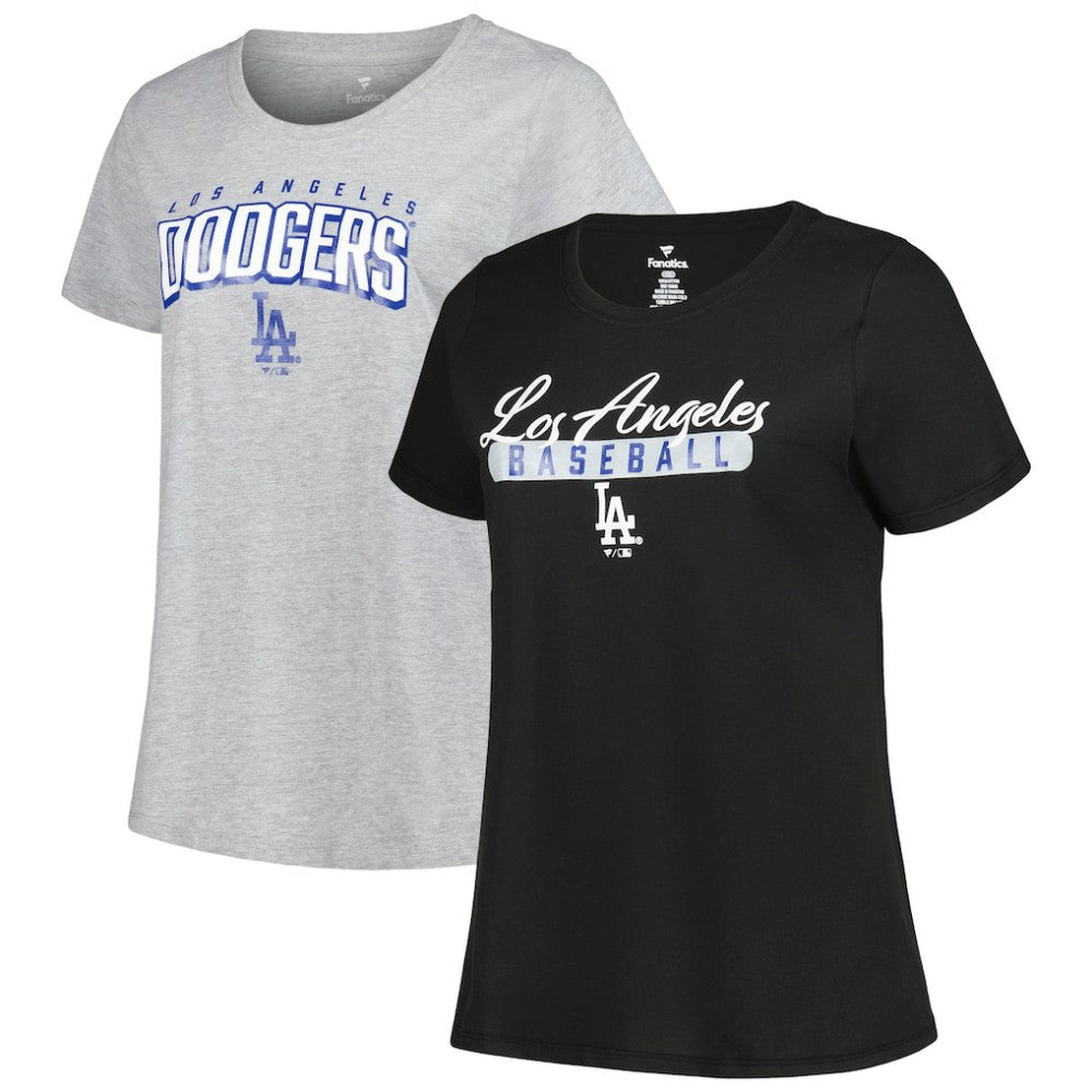 Los Angeles Dodgers Profile Women's Plus Size T-Shirt Combo Pack - Black/Heather Gray