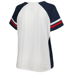 Washington Nationals Women's Plus Size Notch Neck T-Shirt - White/Navy