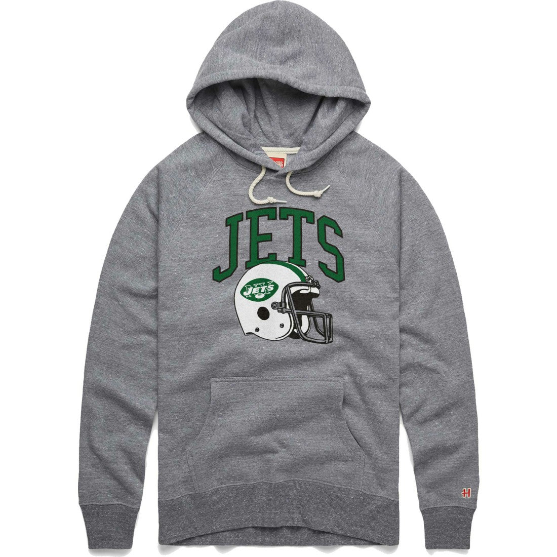 New York Jets Homage Retro Helmet Raglan Pullover Tri-Blend Hoodie - Gray outlet