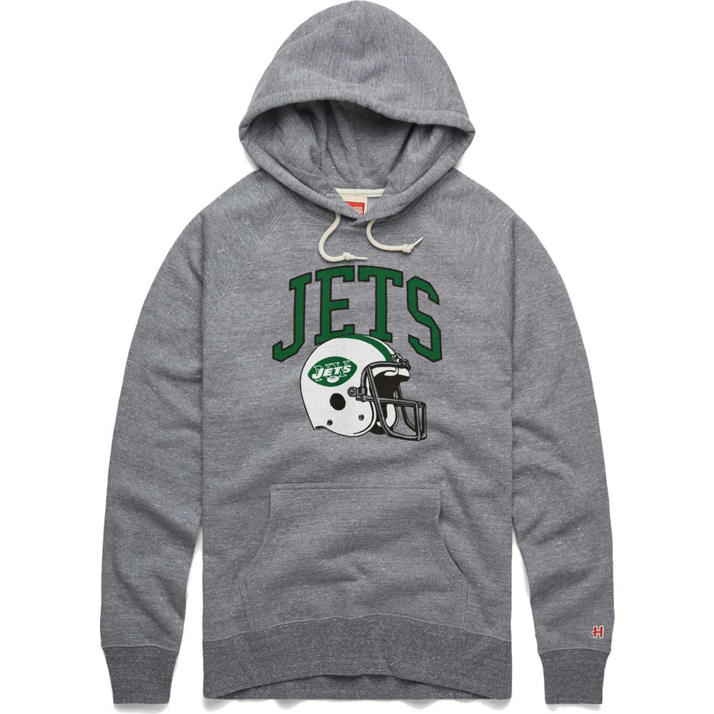 New York Jets Homage Retro Helmet Raglan Pullover Tri-Blend Hoodie - Gray outlet