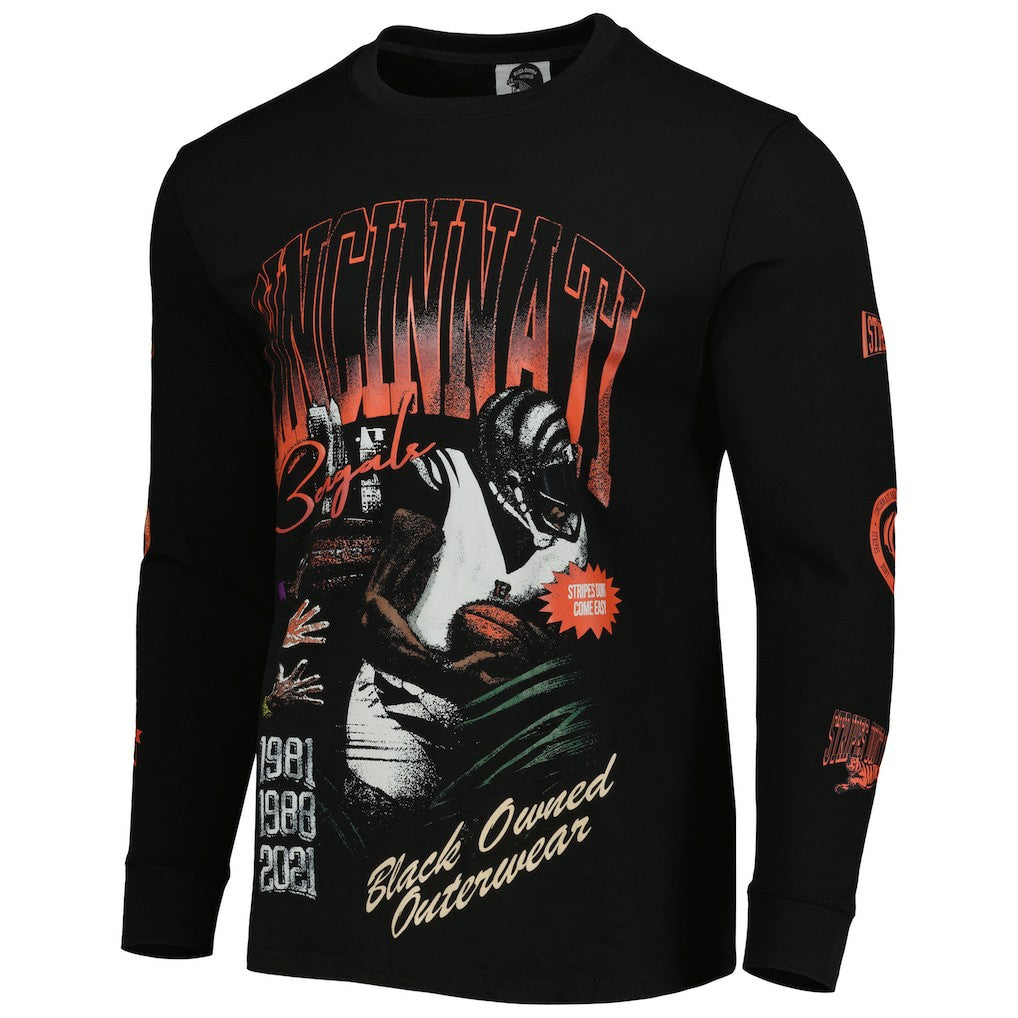 Cincinnati Bengals x BlaCkOWned Unisex Stripes Don't Come Easy Long Sleeve T-Shirt - Black for sale