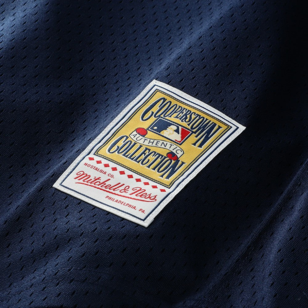 Derek Jeter New York Yankees Cooperstown Collection Mesh Batting Practice Button-Up Jersey - Navy | Mitchell & Ness
