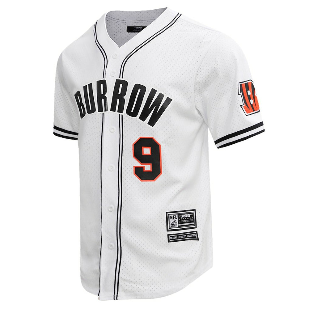 Joe Burrow Cincinnati Bengals Pro Standard Mesh Baseball Button-Up T-Shirt - White on sale