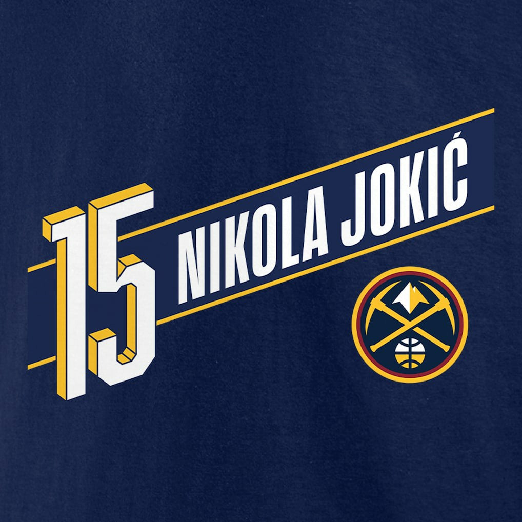 Nikola Jokic Denver Nuggets Full-Court Press Name & Number T-Shirt sale - Navy on sale
