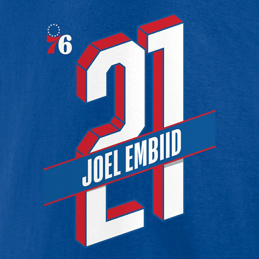 Joel Embiid Philadelphia 76ers Full-Court Press Name & Number T-Shirt - Royal cheap