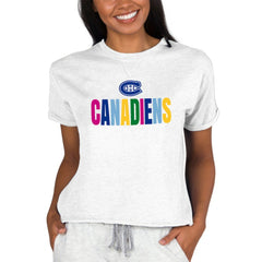 Montreal Canadiens Concepts Sport Women's Tri-Blend Mainstream Terry Short Sleeve Sweatshirt Top Oatmeal