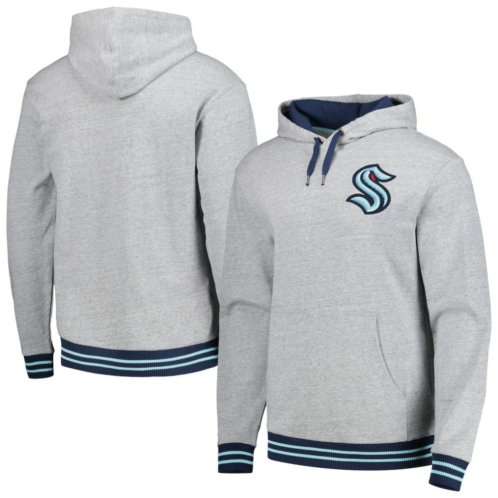 Seattle Kraken Mitchell & Ness Classic French Terry Pullover Hoodie Heather Gray