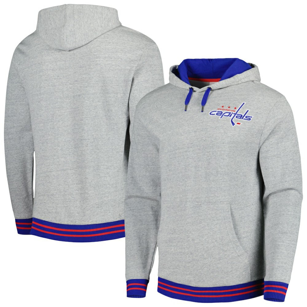 Washington Capitals Mitchell & Ness Classic French Terry Pullover Hoodie Heather Gray
