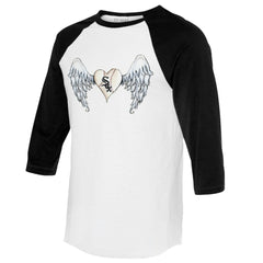 Chicago White Sox Tiny Turnip Women's Angel Wings 3/4-Sleeve Raglan T-Shirt - White/Black