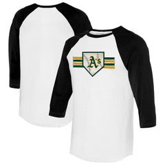 Athletics Tiny Turnip Women's Base Stripe 3/4-Sleeve Raglan T-Shirt - White/Black
