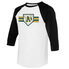 Athletics Tiny Turnip Women's Base Stripe 3/4-Sleeve Raglan T-Shirt - White/Black
