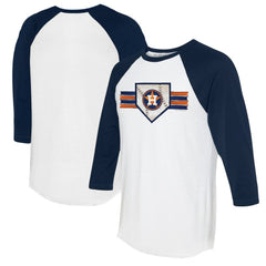 Houston Astros Tiny Turnip Women's Base Stripe 3/4-Sleeve Raglan T-Shirt - White/Navy