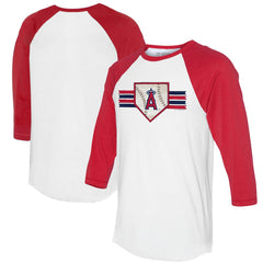 Los Angeles Angels Tiny Turnip Women's Base Stripe 3/4-Sleeve Raglan T-Shirt - White/Red