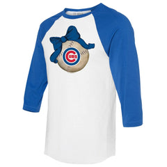 Chicago Cubs Tiny Turnip Women's Baseball Bow 3/4-Sleeve Raglan T-Shirt - White/Royal