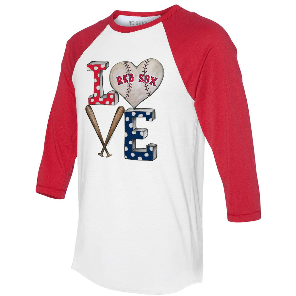Boston Red Sox Tiny Turnip Women's Baseball Love Raglan 3/4-Sleeve T-Shirt - White/Red
