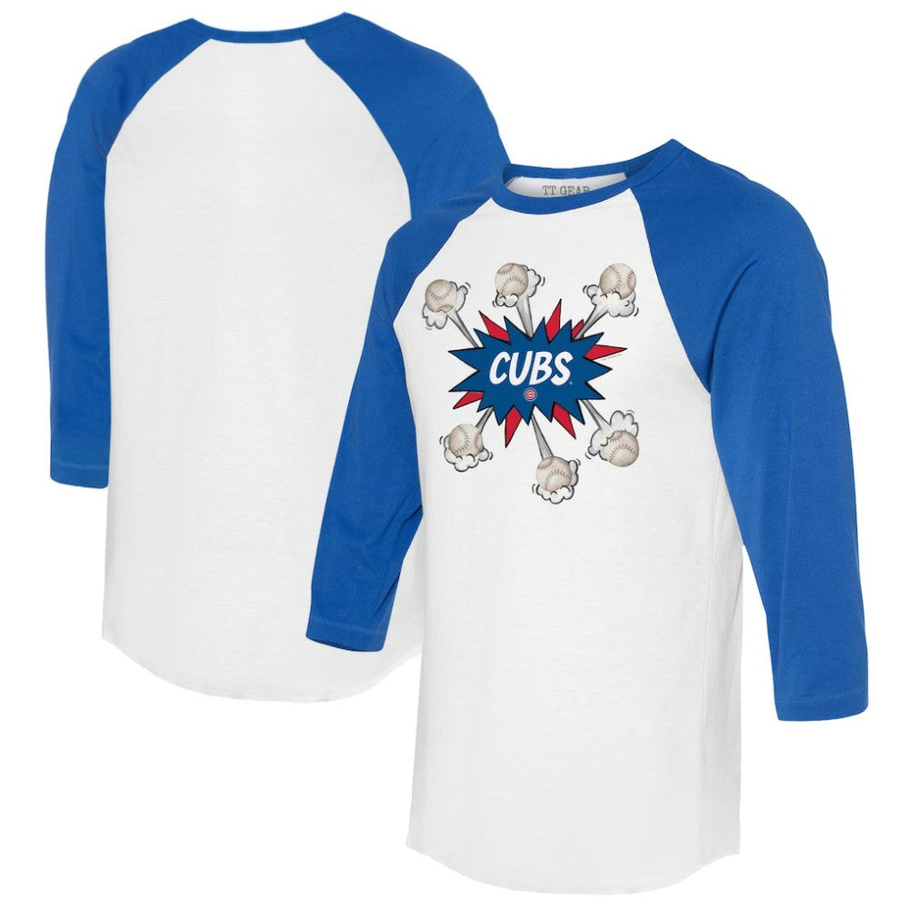 Chicago Cubs Tiny Turnip Women's Baseball Pow 3/4-Sleeve Raglan T-Shirt - White/Royal