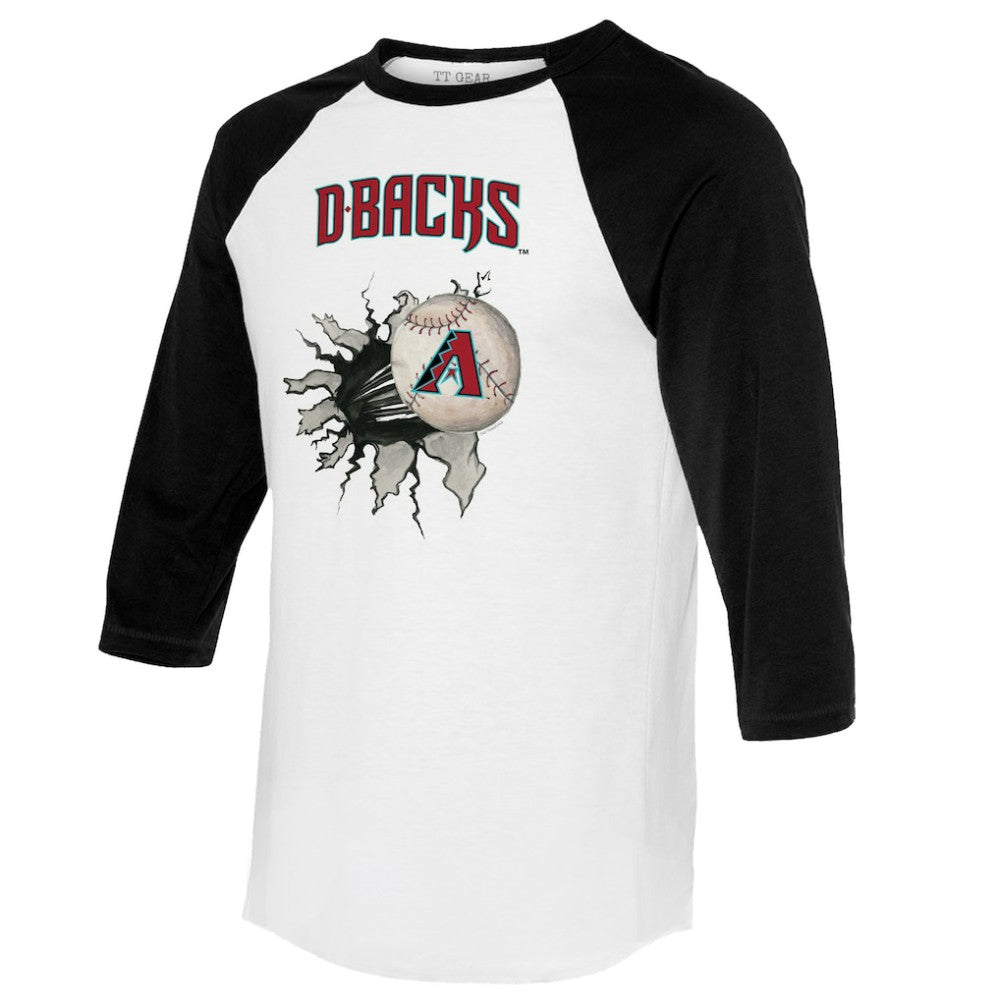 Arizona Diamondbacks Tiny Turnip Women's Baseball Tear 3/4-Sleeve Raglan T-Shirt - White/Black