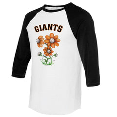 San Francisco Giants Tiny Turnip Women's Blooming Baseballs 3/4-Sleeve Raglan T-Shirt - White/Black