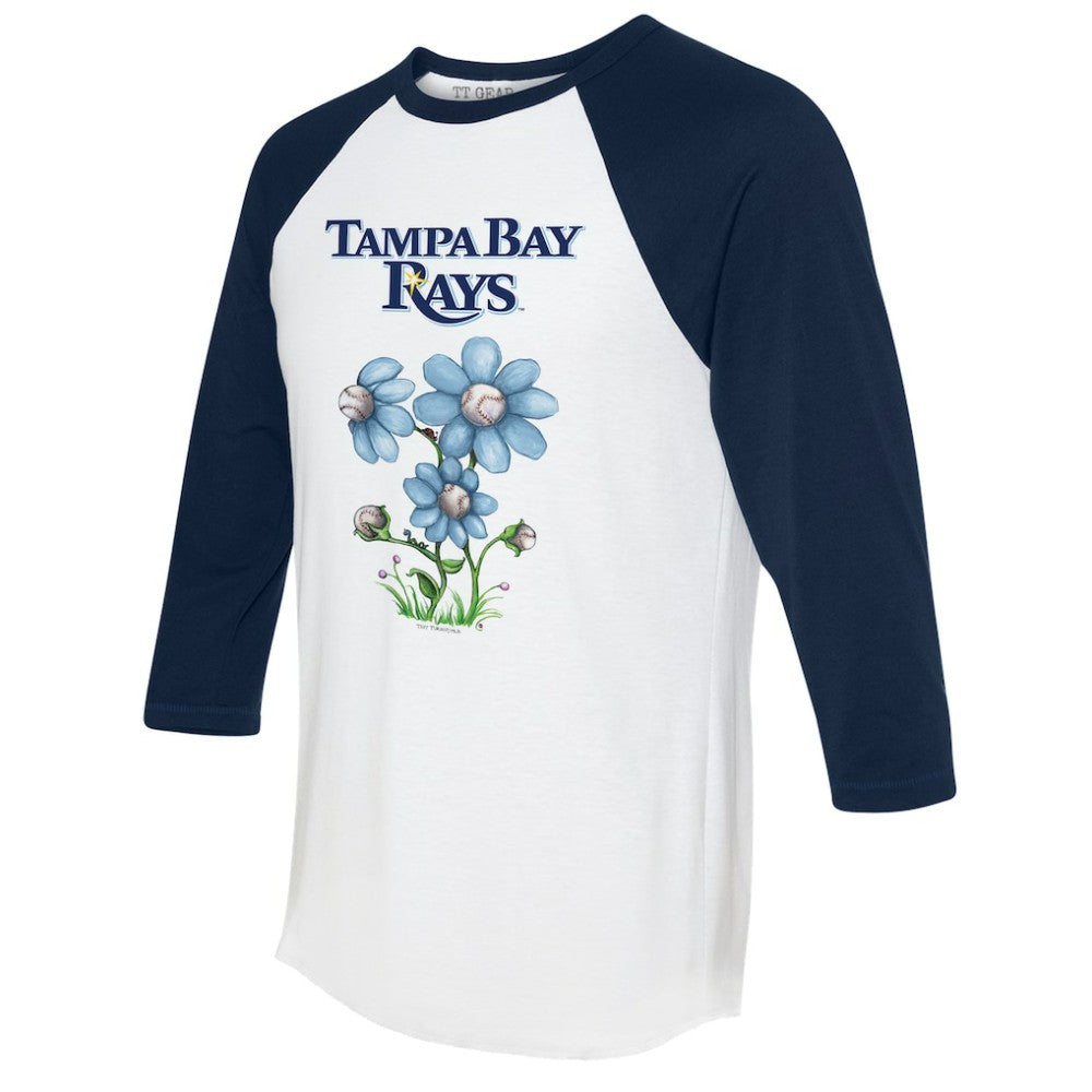 Tampa Bay Rays Tiny Turnip Women's Blooming Baseballs 3/4-Sleeve Raglan T-Shirt - White/Navy