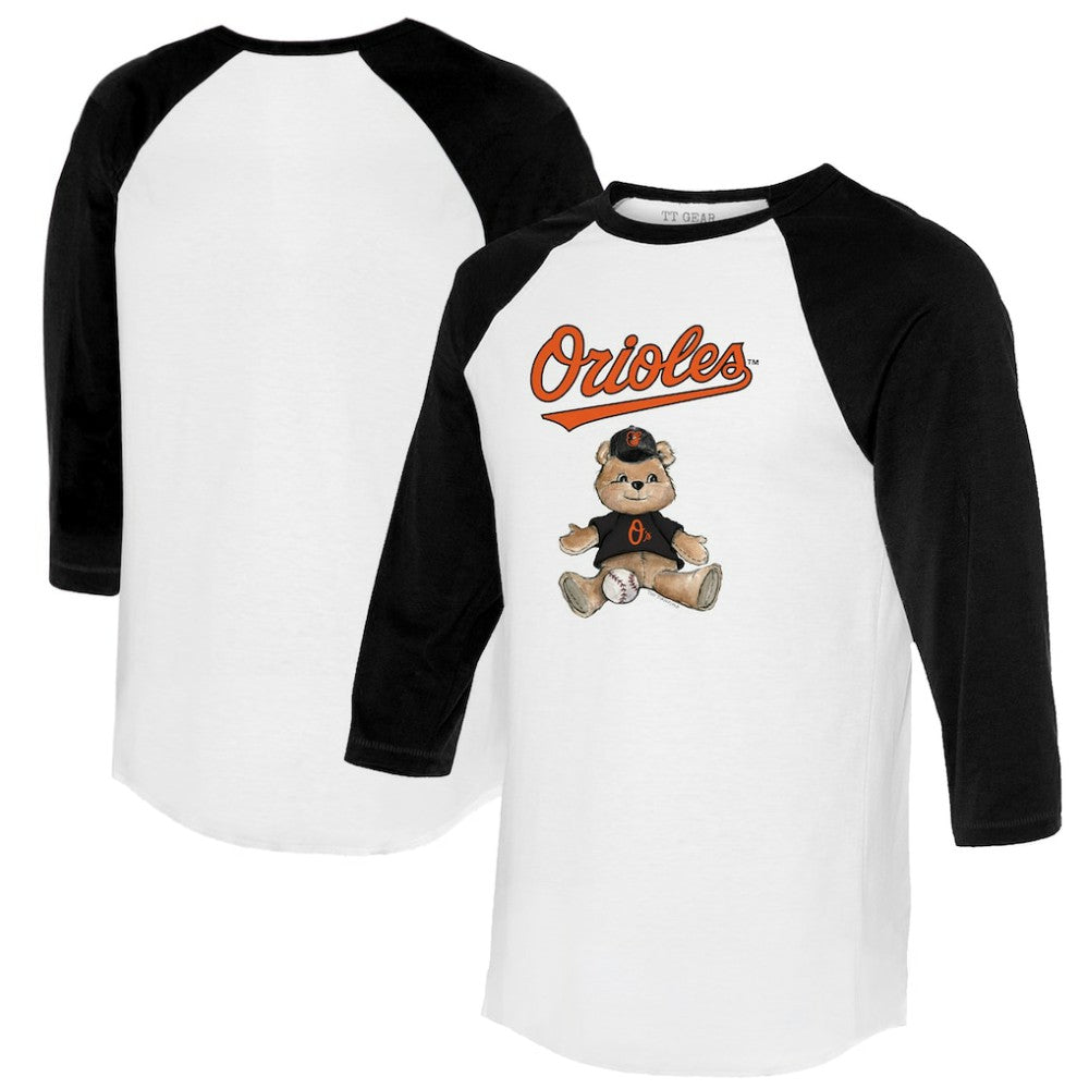 Baltimore Orioles Tiny Turnip Women's Teddy Boy 3/4-Sleeve Raglan T-Shirt - White/Black