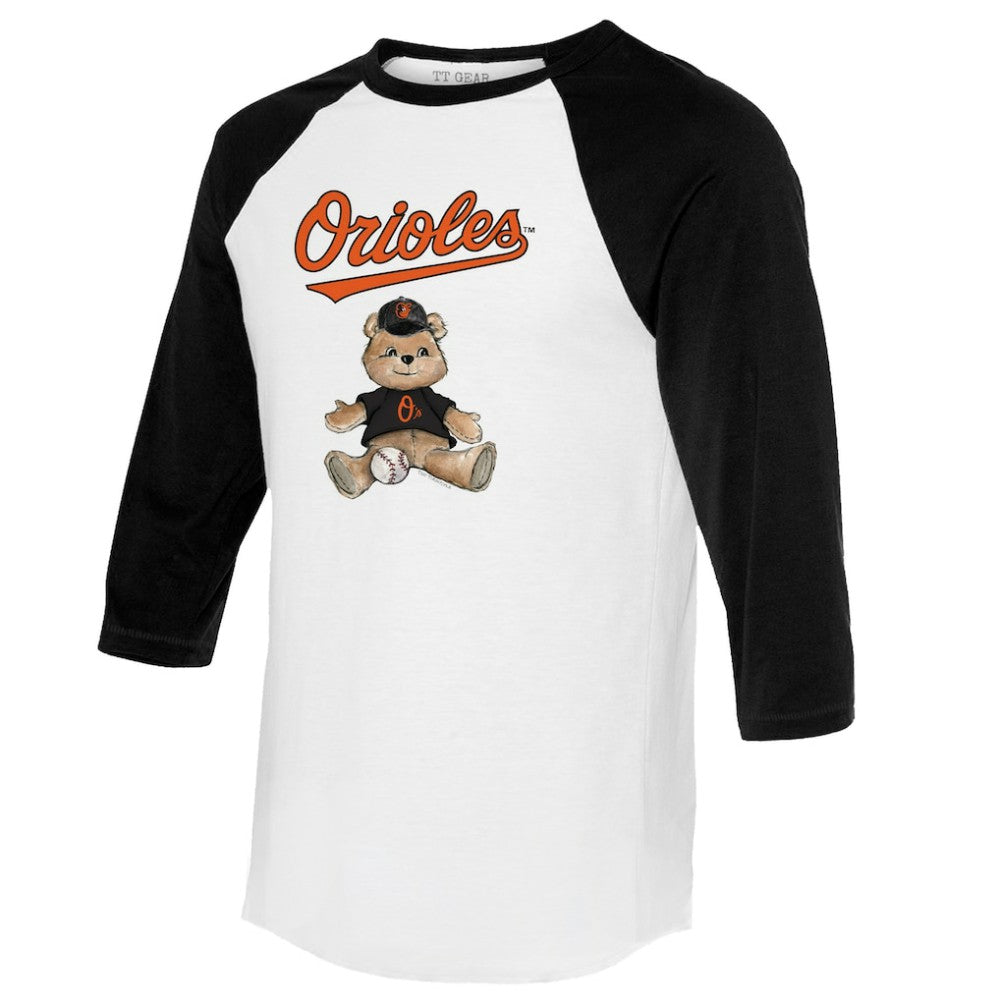 Baltimore Orioles Tiny Turnip Women's Teddy Boy 3/4-Sleeve Raglan T-Shirt - White/Black