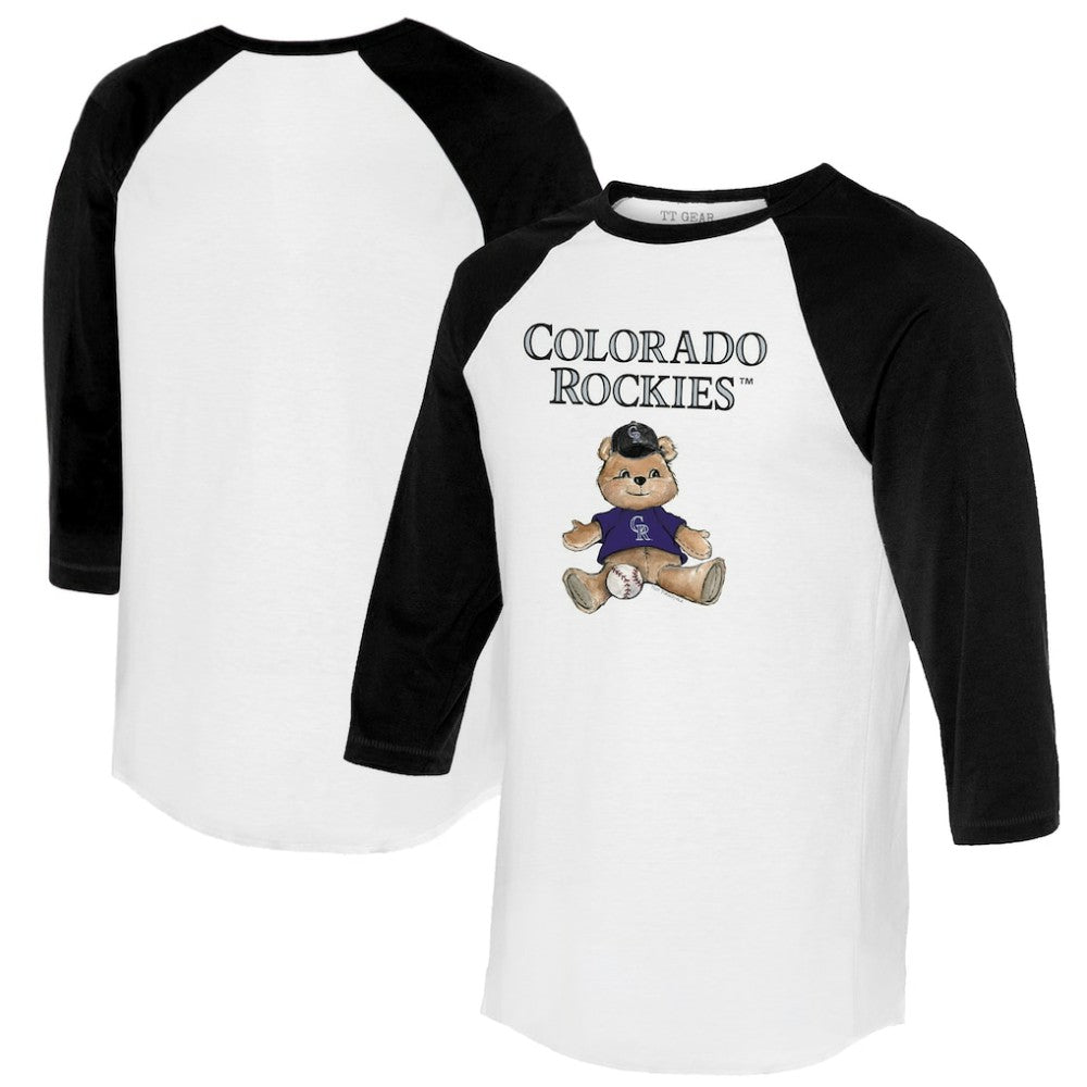 Colorado Rockies Tiny Turnip Women's Teddy Boy 3/4-Sleeve Raglan T-Shirt - White/Black