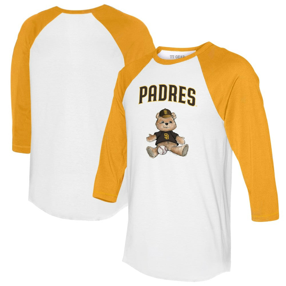 San Diego Padres Tiny Turnip Women's Teddy Boy 3/4-Sleeve Raglan T-Shirt - White/Gold