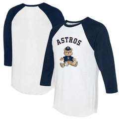 Houston Astros Tiny Turnip Women's Teddy Boy 3/4-Sleeve Raglan T-Shirt - White/Navy