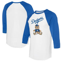 Los Angeles Dodgers Tiny Turnip Women's Teddy Boy 3/4-Sleeve Raglan T-Shirt - White/Royal