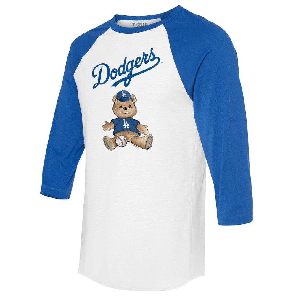 Los Angeles Dodgers Tiny Turnip Women's Teddy Boy 3/4-Sleeve Raglan T-Shirt - White/Royal