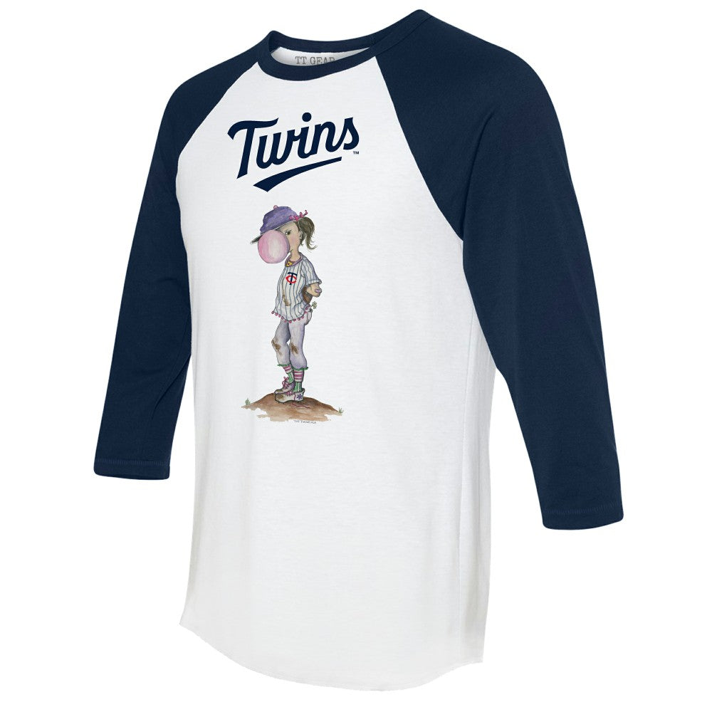 Minnesota Twins Tiny Turnip Women's Bubbles 3/4-Sleeve Raglan T-Shirt - White/Navy