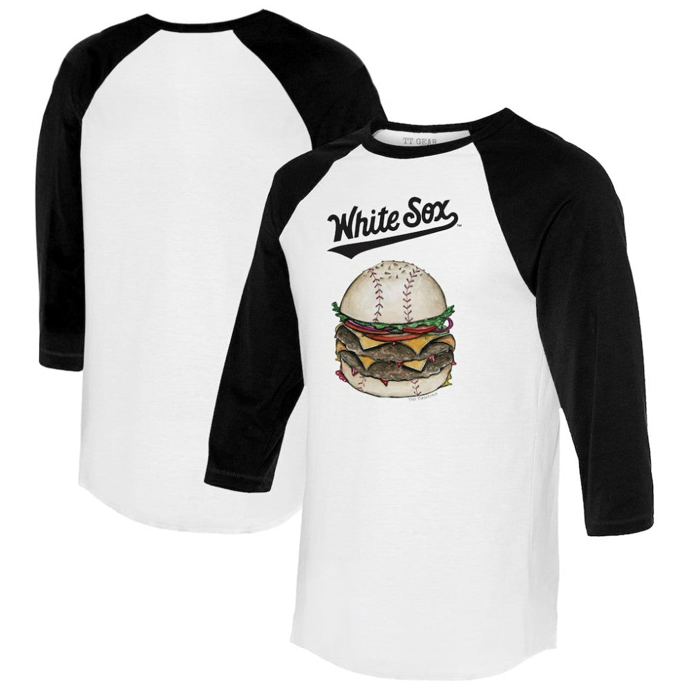 Chicago White Sox Tiny Turnip Women's Burger 3/4-Sleeve Raglan T-Shirt - White/Black