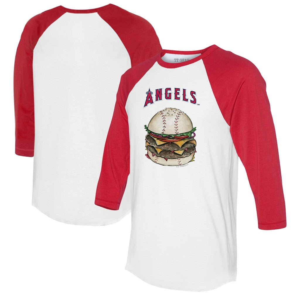Los Angeles Angels Tiny Turnip Women's Burger 3/4-Sleeve Raglan T-Shirt - White/Red