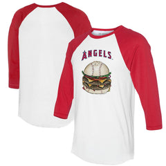 Los Angeles Angels Tiny Turnip Women's Burger 3/4-Sleeve Raglan T-Shirt - White/Red