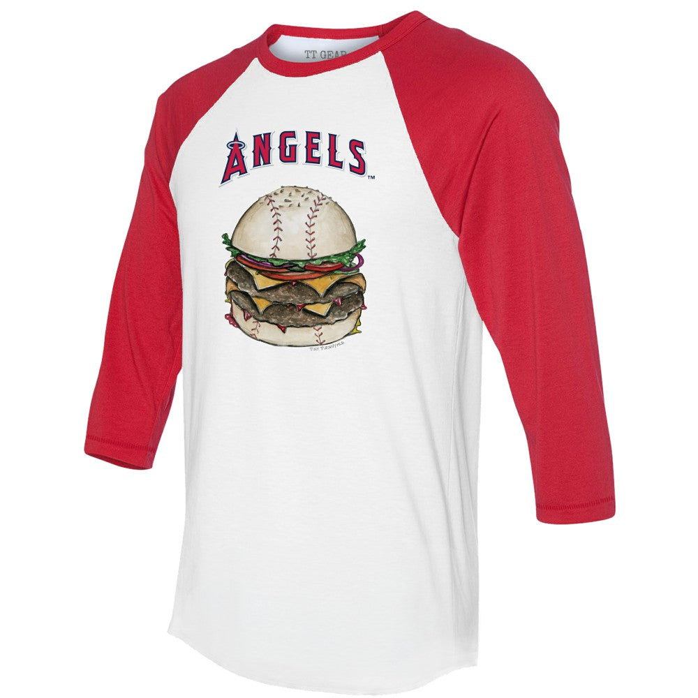 Los Angeles Angels Tiny Turnip Women's Burger 3/4-Sleeve Raglan T-Shirt - White/Red