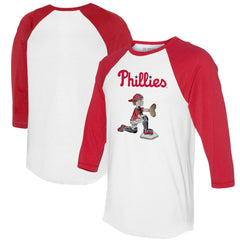 Philadelphia Phillies Tiny Turnip Women's Caleb 3/4-Sleeve Raglan T-Shirt - White/Red