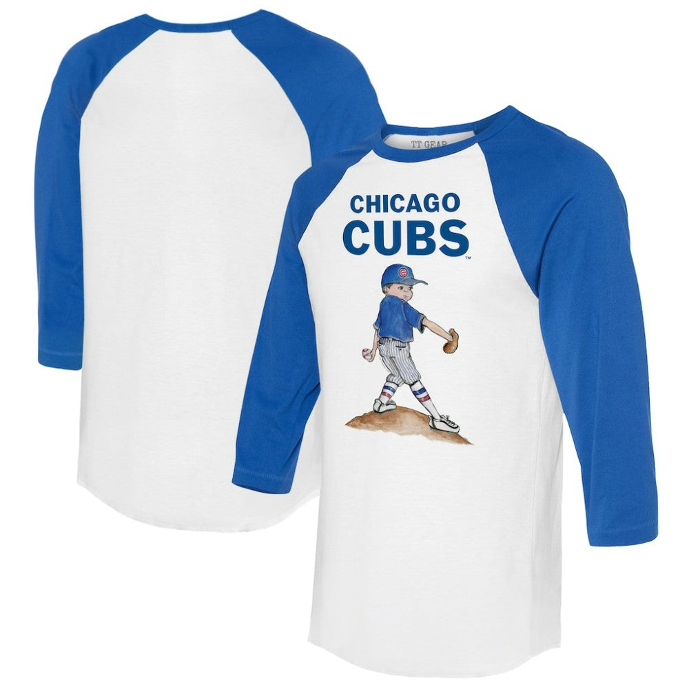 Chicago Cubs Tiny Turnip Women's Clemente 3/4-Sleeve Raglan T-Shirt - White/Royal