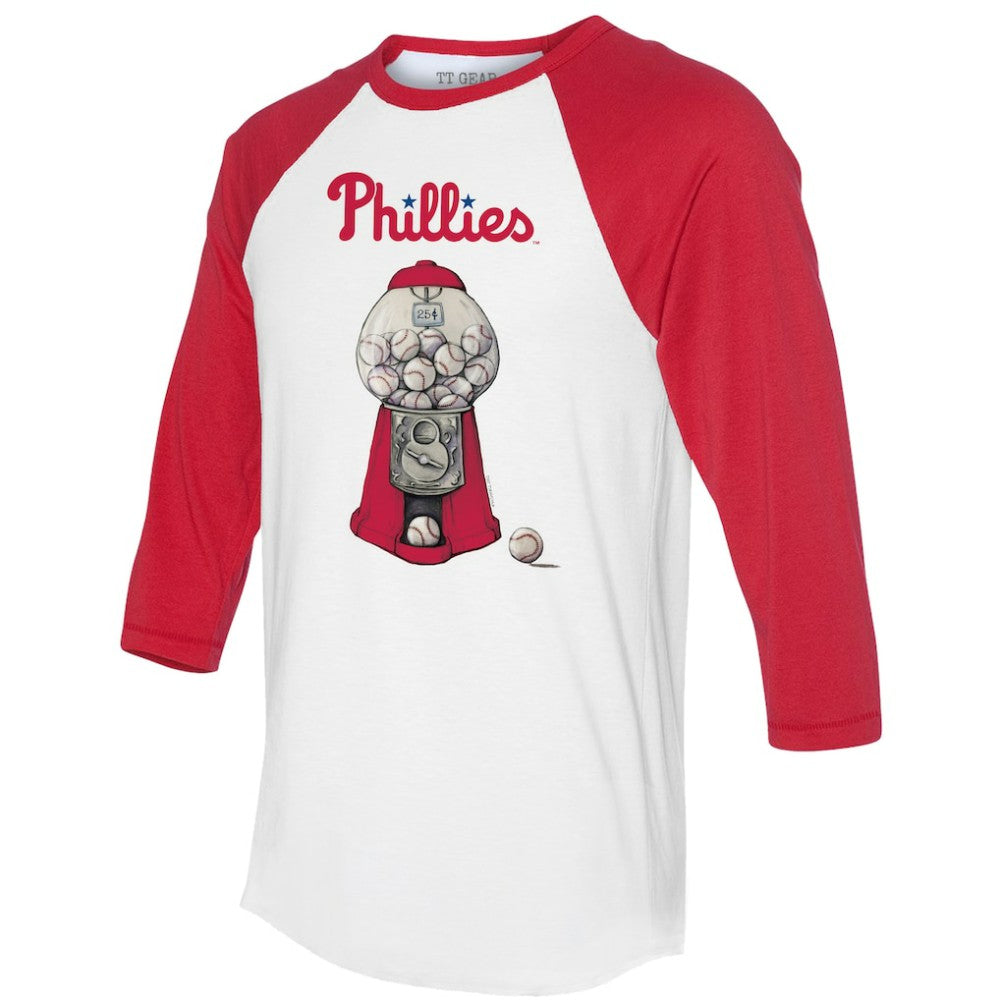 Philadelphia Phillies Tiny Turnip Women's Gumball Machine 3/4-Sleeve Raglan T-Shirt - White/Red