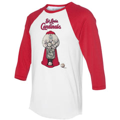 St. Louis Cardinals Tiny Turnip Women's Gumball Machine 3/4-Sleeve Raglan T-Shirt - White/Red