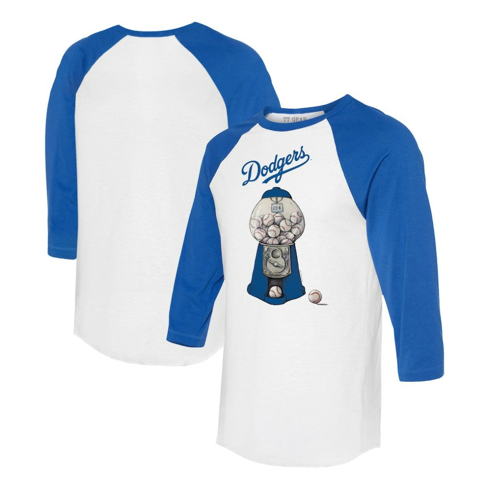 Los Angeles Dodgers Tiny Turnip Women's Gumball Machine 3/4-Sleeve Raglan T-Shirt - White/Royal
