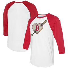 Boston Red Sox Tiny Turnip Women's Heart Bat 3/4-Sleeve Raglan T-Shirt - White/Red