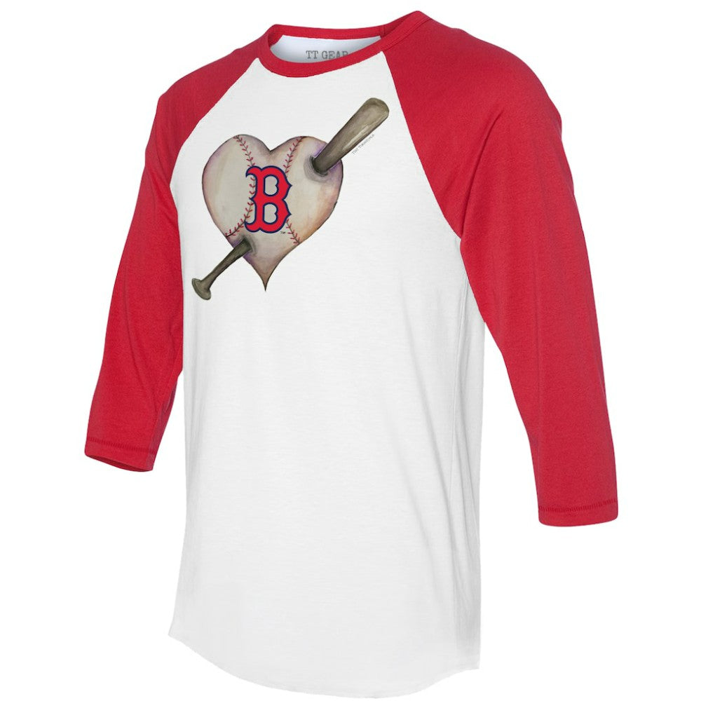Boston Red Sox Tiny Turnip Women's Heart Bat 3/4-Sleeve Raglan T-Shirt - White/Red