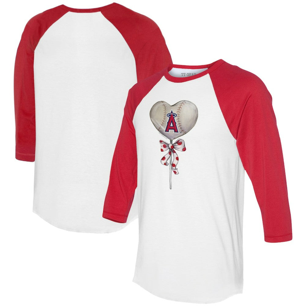 Los Angeles Angels Tiny Turnip Women's Heart Lolly 3/4-Sleeve Raglan T-Shirt - White/Red