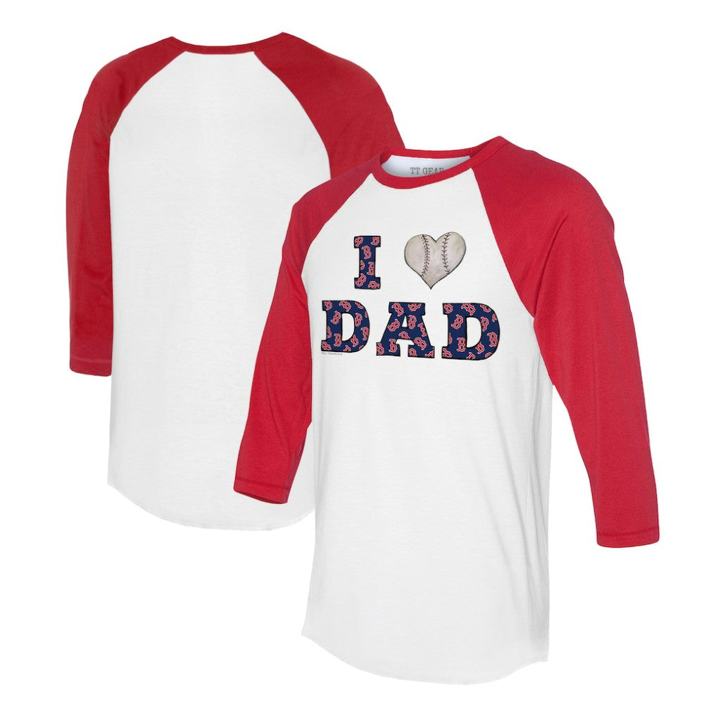 Boston Red Sox Tiny Turnip Women's I Love Dad 3/4-Sleeve Raglan T-Shirt - White/Red